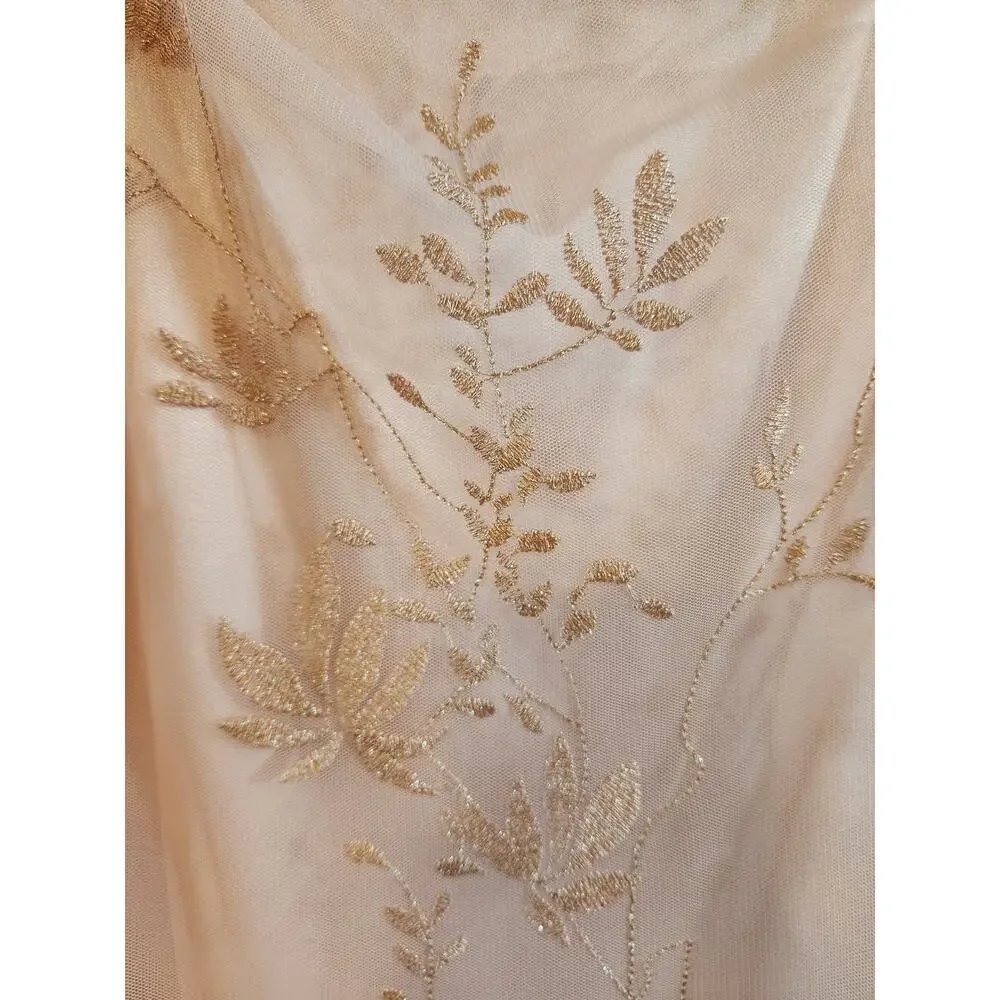 Tahari Arthur S. Levine ASL dress sz 14 pink metallic embroider sheer lined - Picture 11 of 16